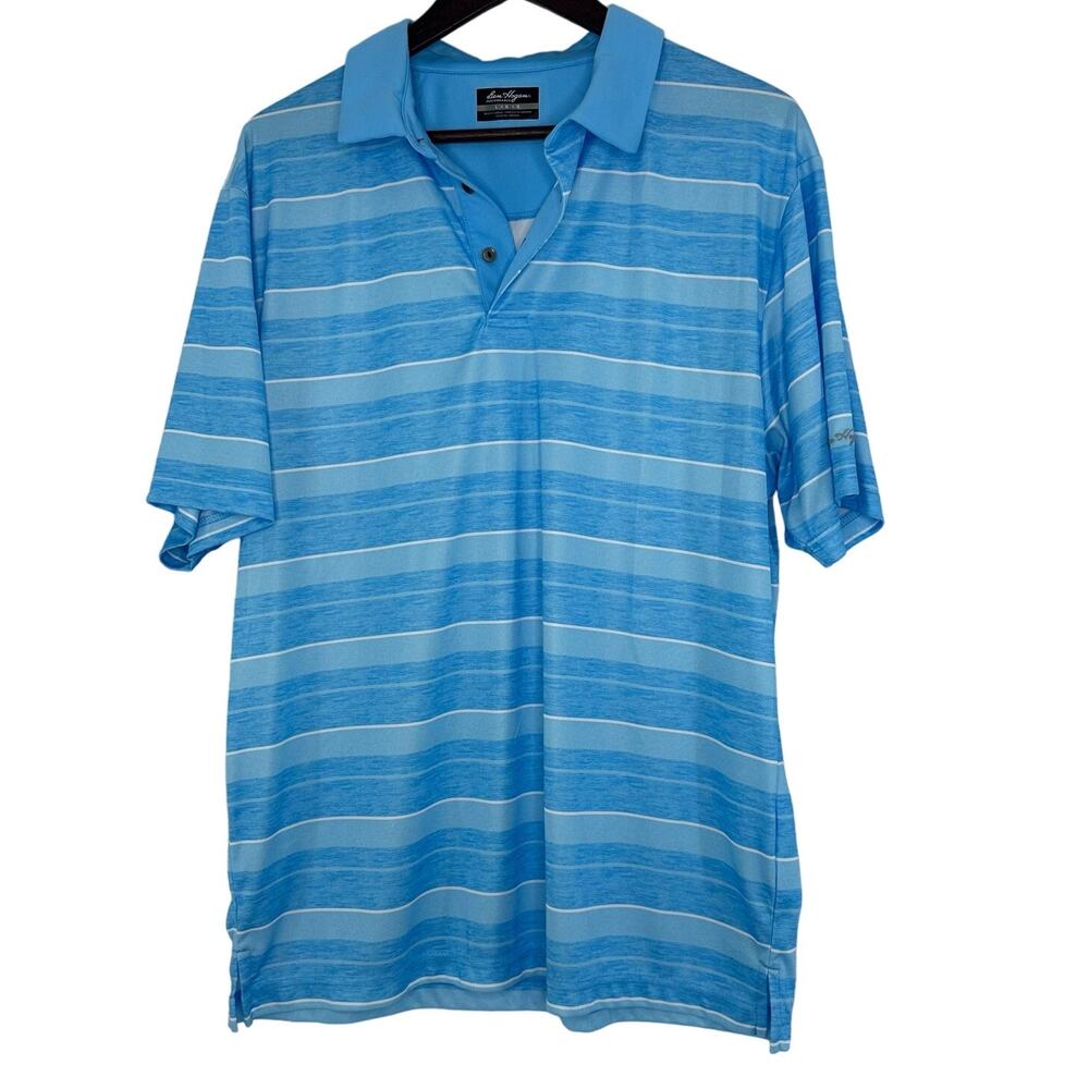 Ben Hogan Performance Golf Polo Mens L Blue Stripe Short Sleeve Shirt